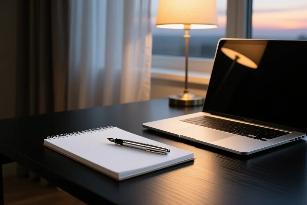 Laptop on a bed with a blurred stadium crowd on screen in daylight