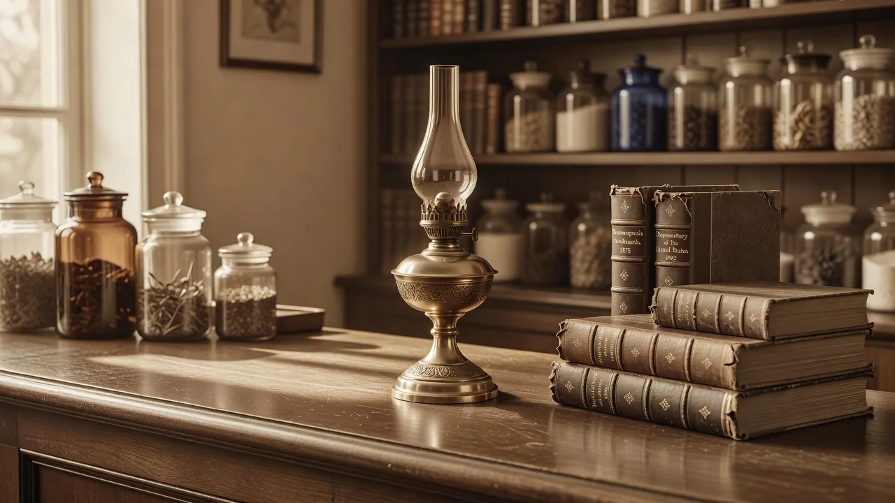 A 19th-century pharmacy counter, the era when heroin was born